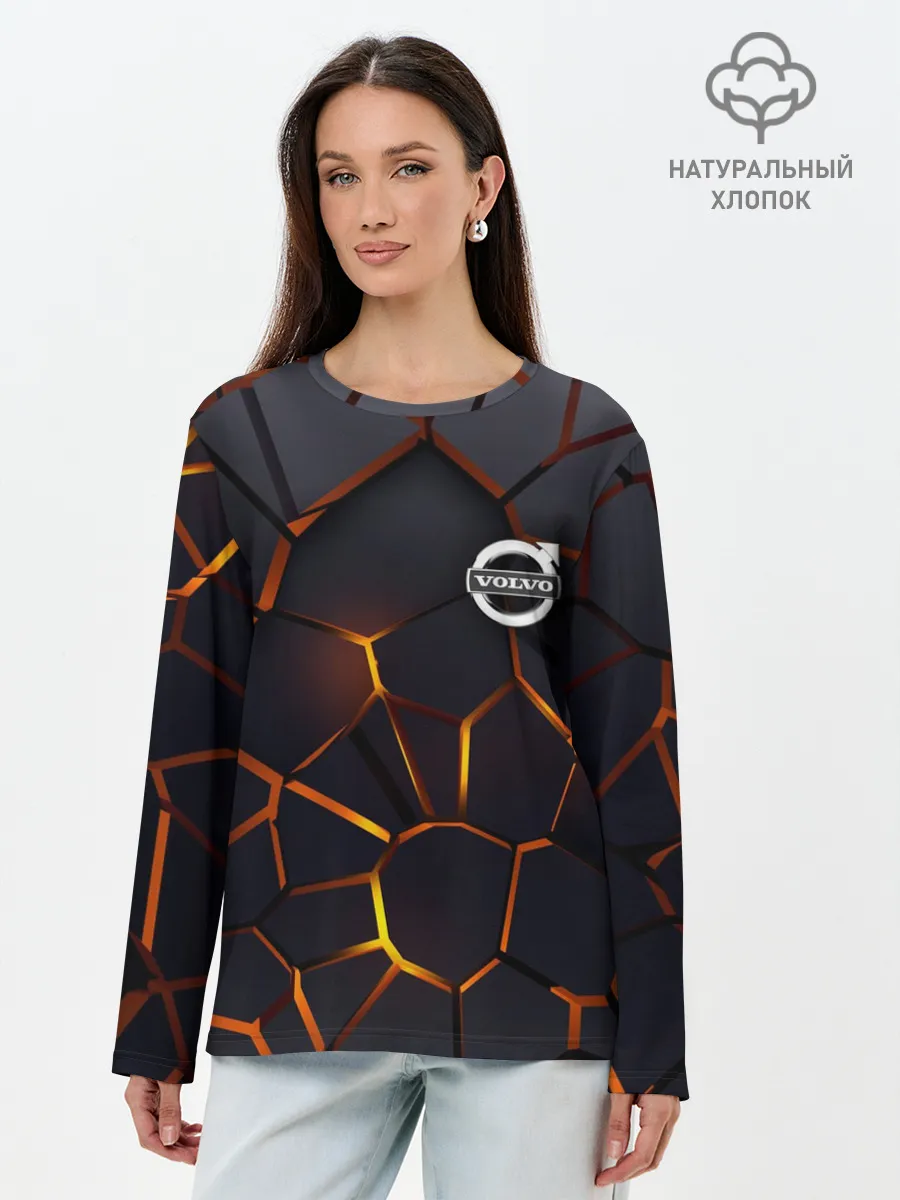 Лонгслив женский. Хлопок / Volvo 3D геометрия