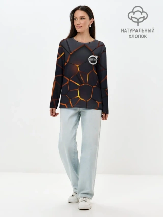 Лонгслив женский. Хлопок / Volvo 3D геометрия