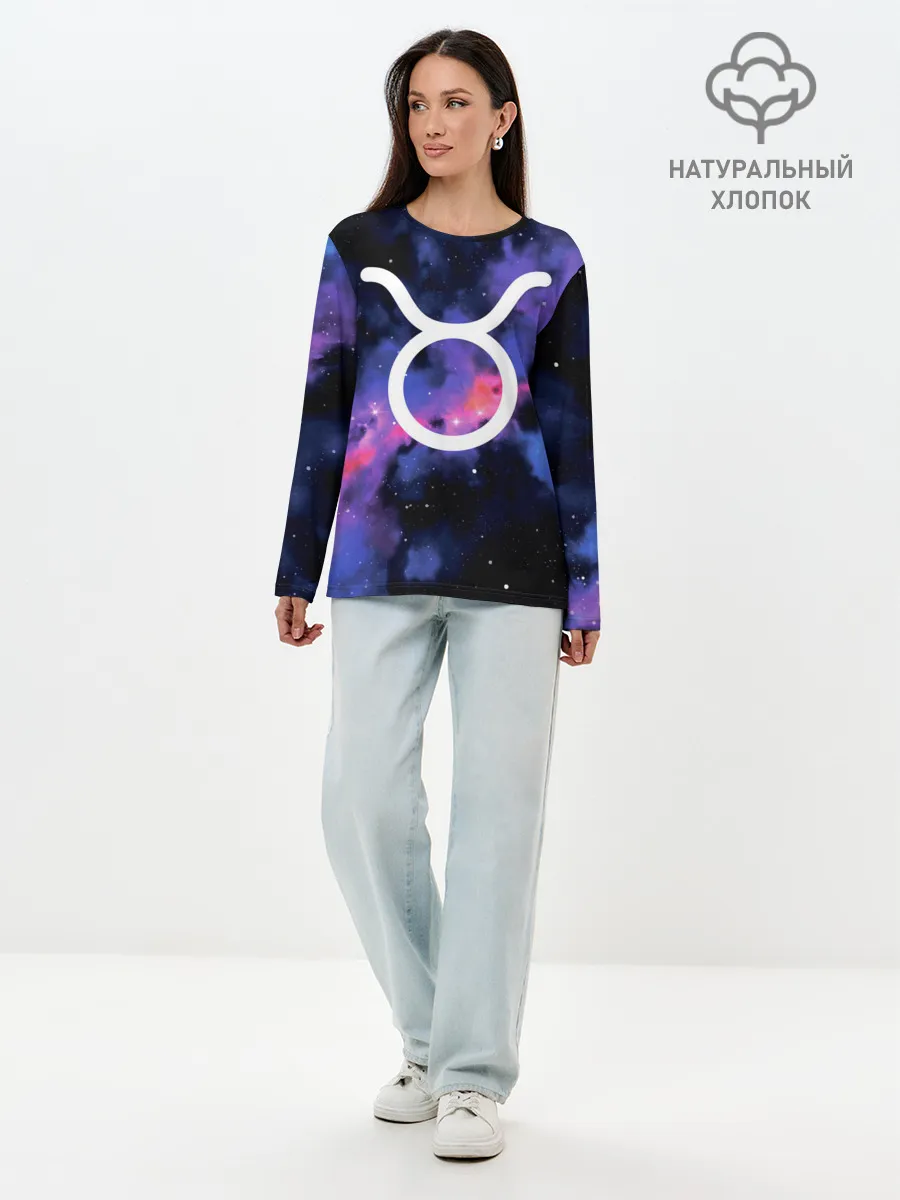 Лонгслив женский. Хлопок / Телец / Taurus, Знак зодиака