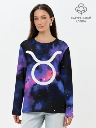 Лонгслив женский. Хлопок / Телец / Taurus, Знак зодиака