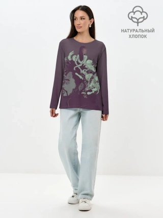 Лонгслив женский. Хлопок / Психоделический Эйбл