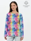 Лонгслив женский. Хлопок / Радужные Снежные Узоры