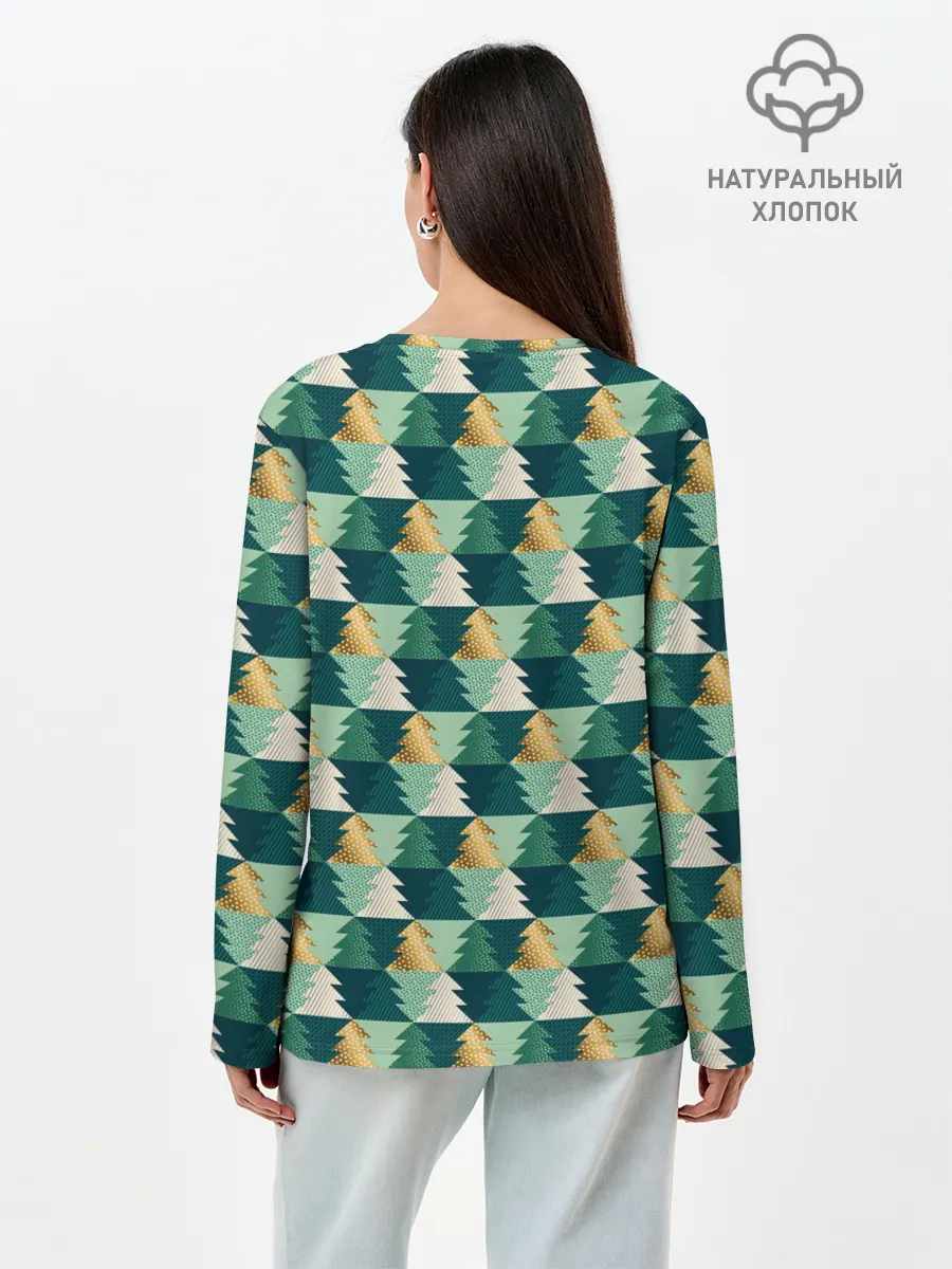 Лонгслив женский. Хлопок / Ёлочный Дизайн