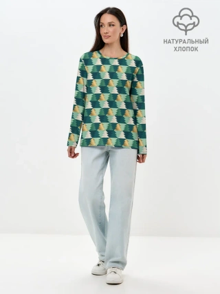 Лонгслив женский. Хлопок / Ёлочный Дизайн