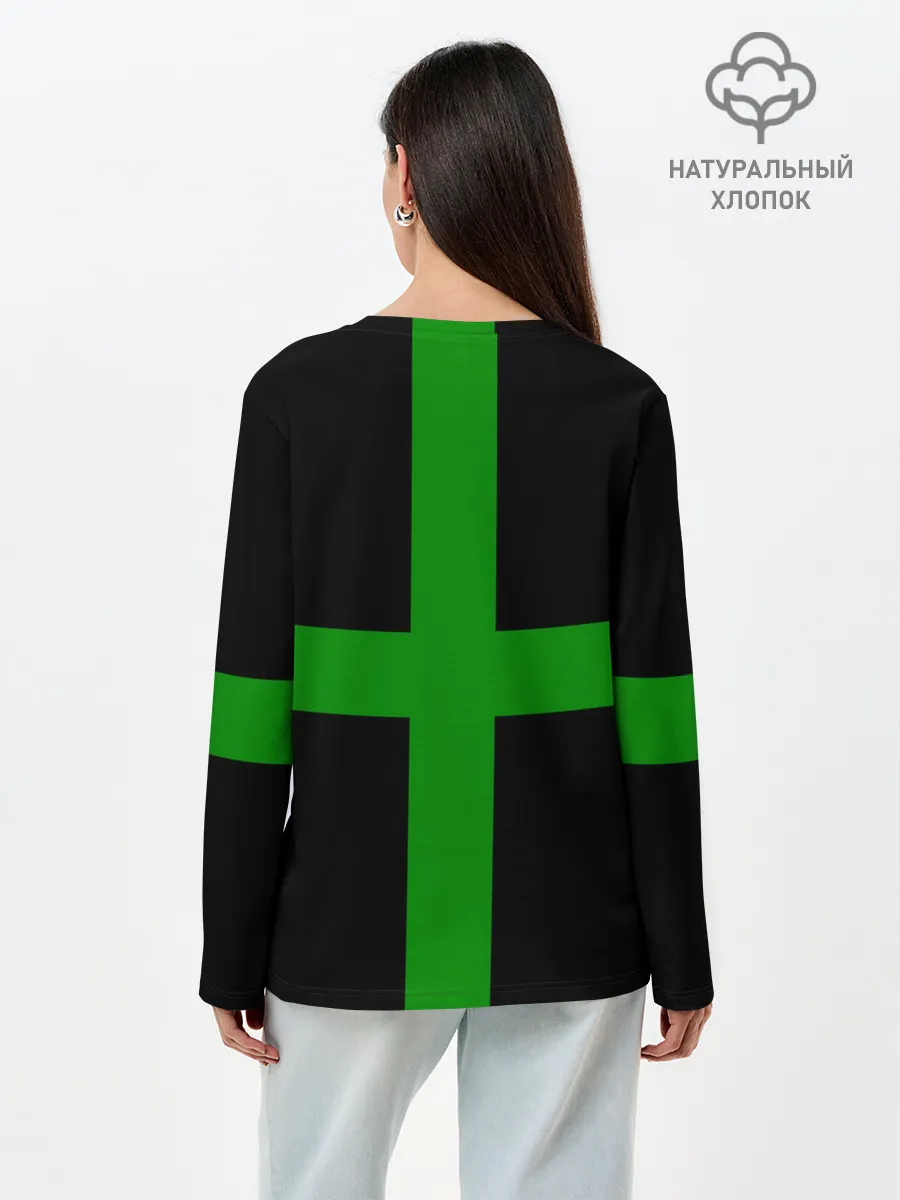 Лонгслив женский. Хлопок / Hollywood Undead заеленный крест