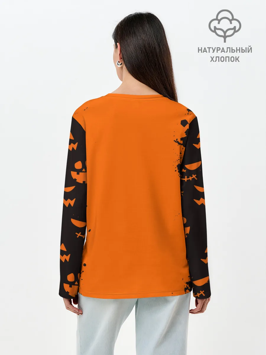 Лонгслив женский. Хлопок / ВЕДЬМОЧКА НА ХЕЛЛОУИН