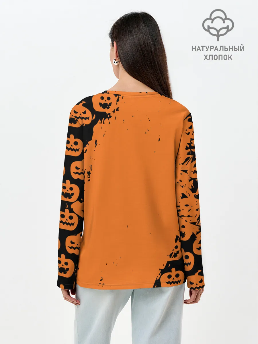 Лонгслив женский. Хлопок / Далматинец в шляпе | Хэллоуин