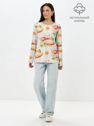 Лонгслив женский. Хлопок / Яблочный пирог