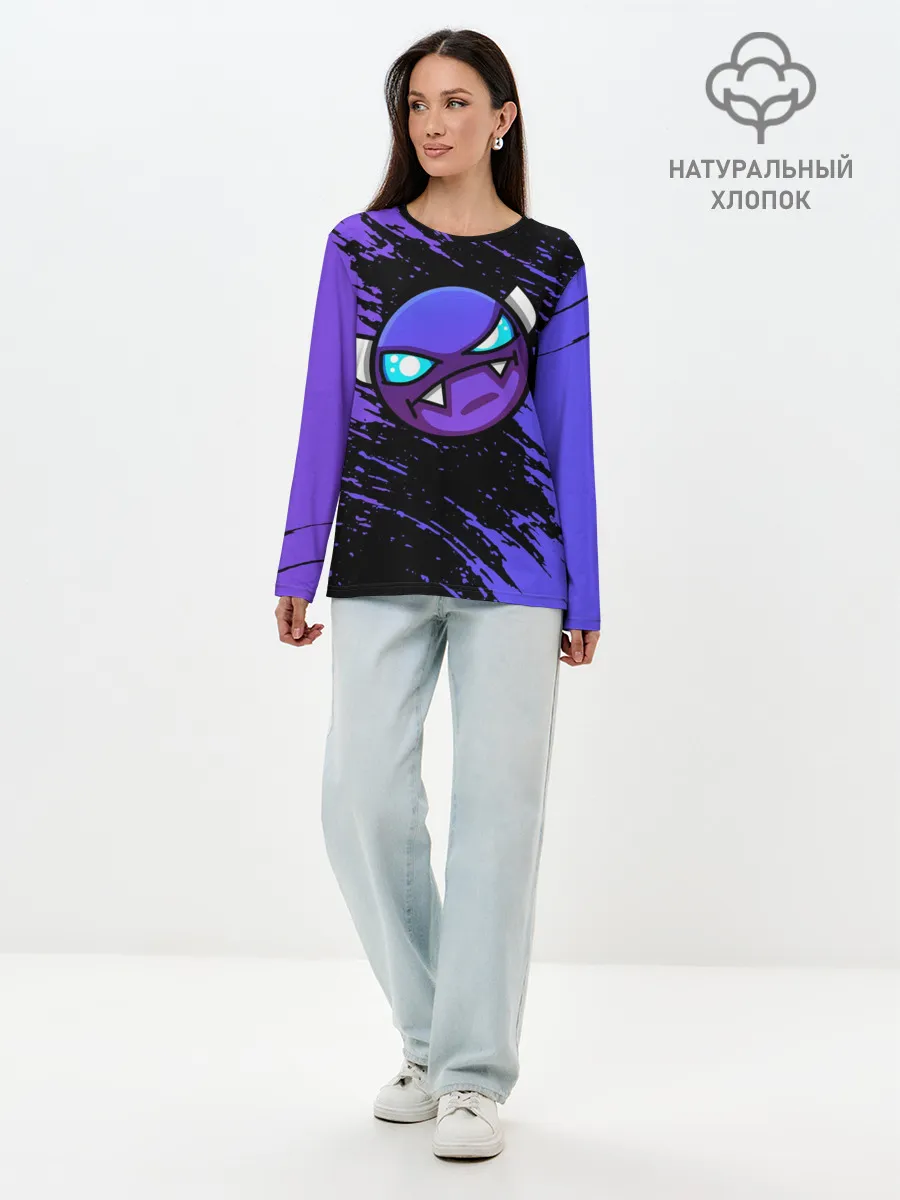 Лонгслив женский. Хлопок / Геометри Даш | Geometry Dash