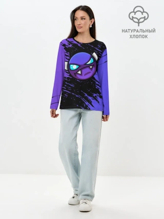 Лонгслив женский. Хлопок / Геометри Даш | Geometry Dash