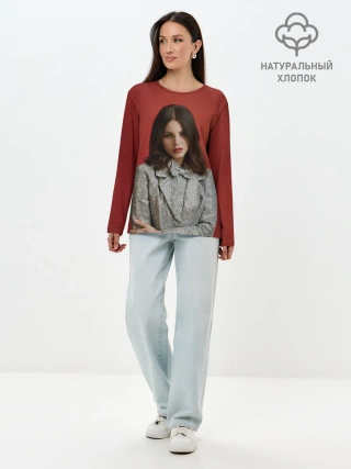 Лонгслив женский. Хлопок / Горячая Лана