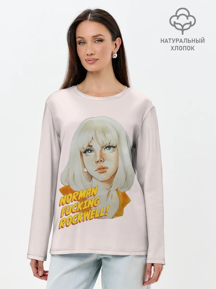 Лонгслив женский. Хлопок / Лана акваркелью