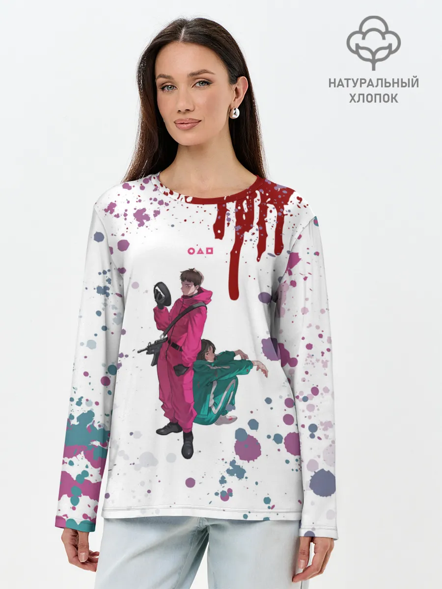 Лонгслив женский. Хлопок / SQUID GAME | ИГРА В КАЛЬМАРА