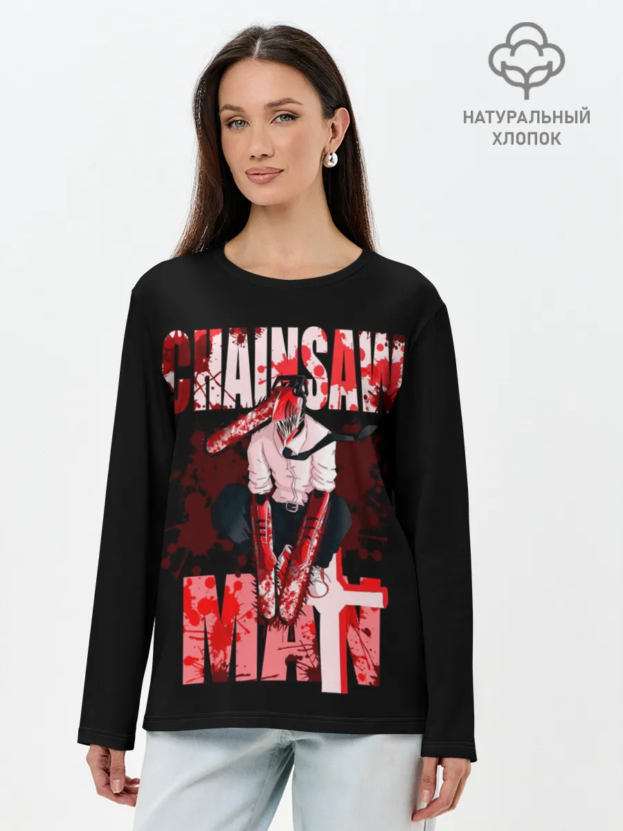 Лонгслив женский. Хлопок / Chainsaw Man / Человек-бензопила
