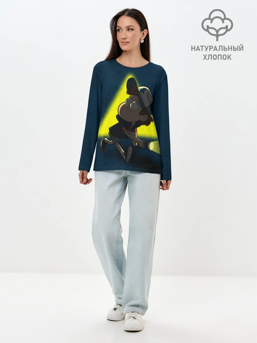 Лонгслив женский. Хлопок / Dipper and yellow triangle