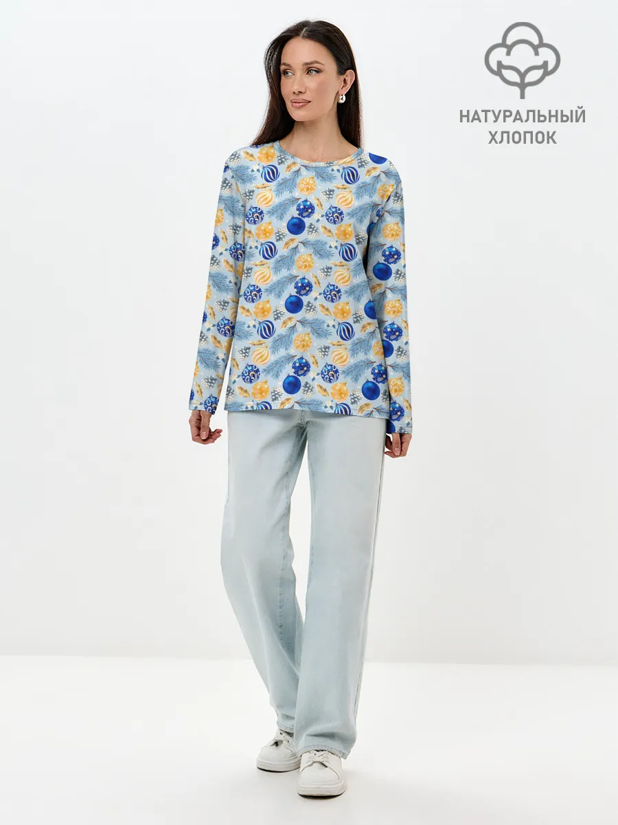 Лонгслив женский. Хлопок / Новогодние Украшения