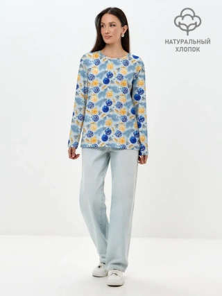 Лонгслив женский. Хлопок / Новогодние Украшения