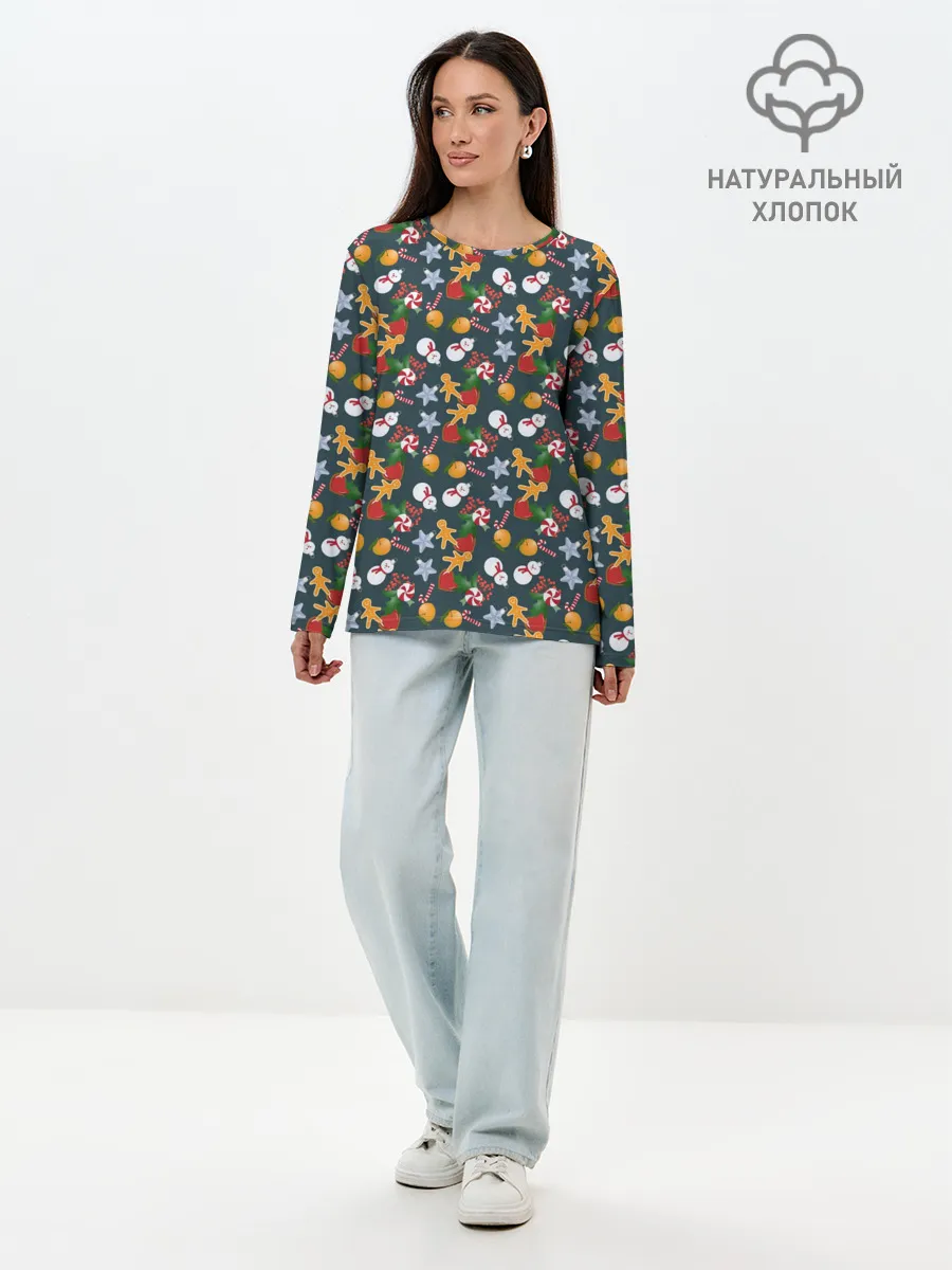 Лонгслив женский. Хлопок / Игрушки Ёлочные