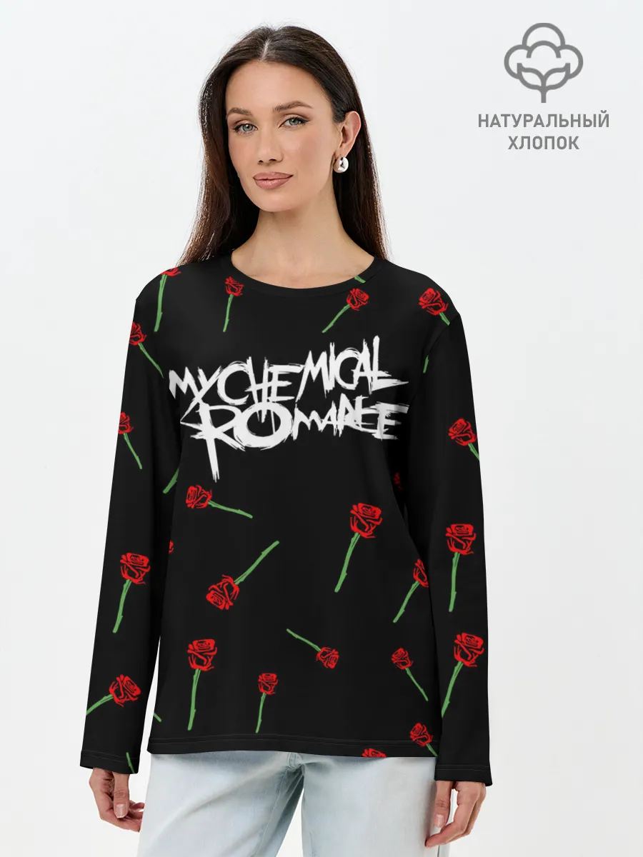 Лонгслив женский. Хлопок / MY CHEMICAL ROMANCE РОЗЫ | MCR ROSES