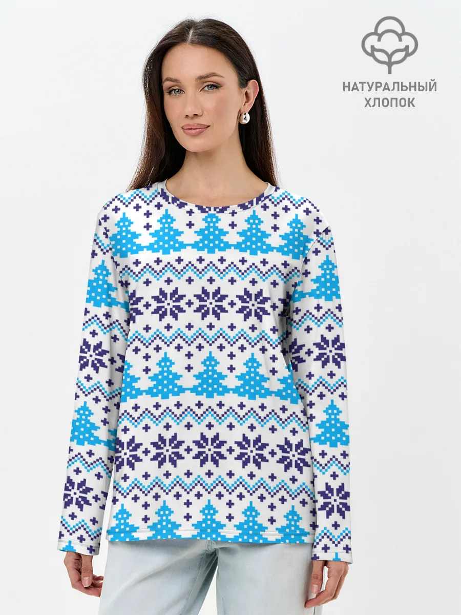 Лонгслив женский. Хлопок / Сибирская зима 2022