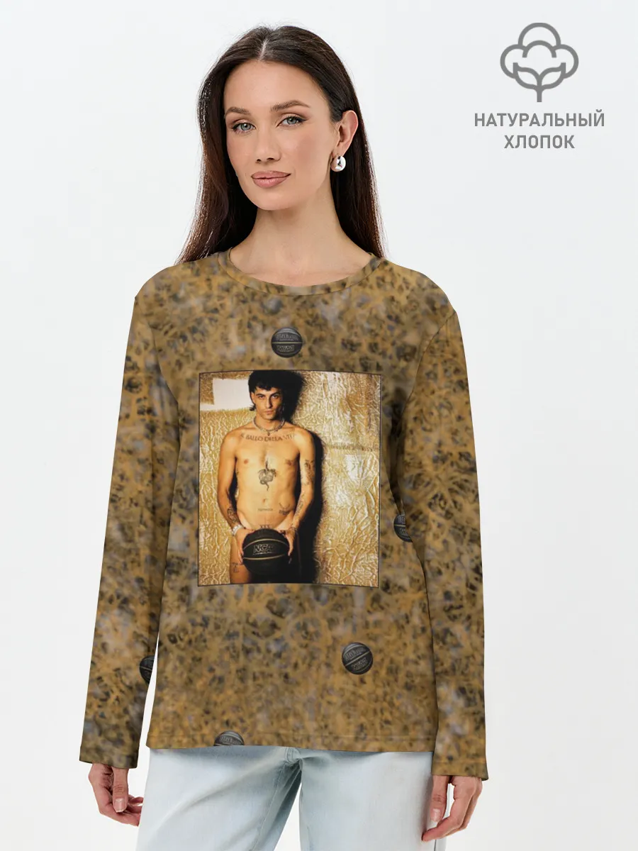 Лонгслив женский. Хлопок / Damiano David. Фотосессия с мячом