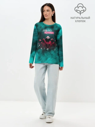 Лонгслив женский. Хлопок / СТРАЖА В МАСКАХ | ИГРА В КАЛЬМАРА