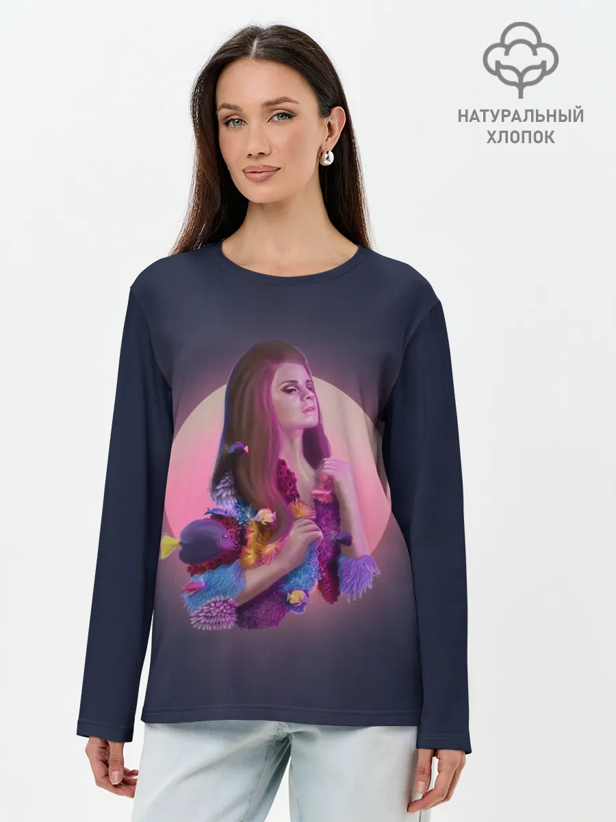 Лонгслив женский. Хлопок / Лана под водой