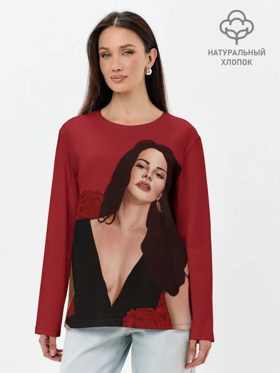 Лонгслив женский. Хлопок / Лана в розах