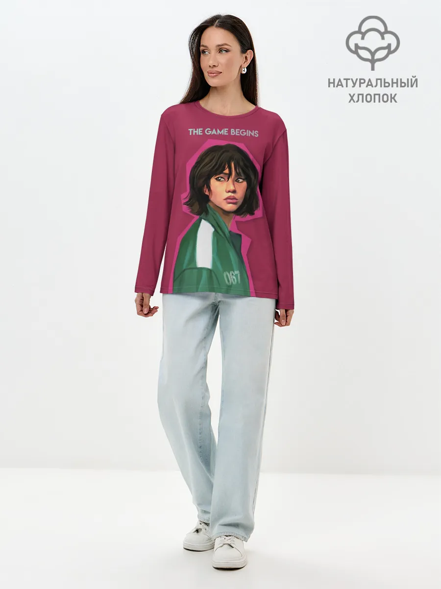 Лонгслив женский. Хлопок / Игрок Ojingeo geim.