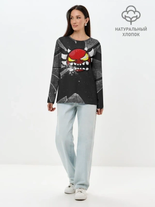 Лонгслив женский. Хлопок / Геометри Даш осколки | Geometry Dash