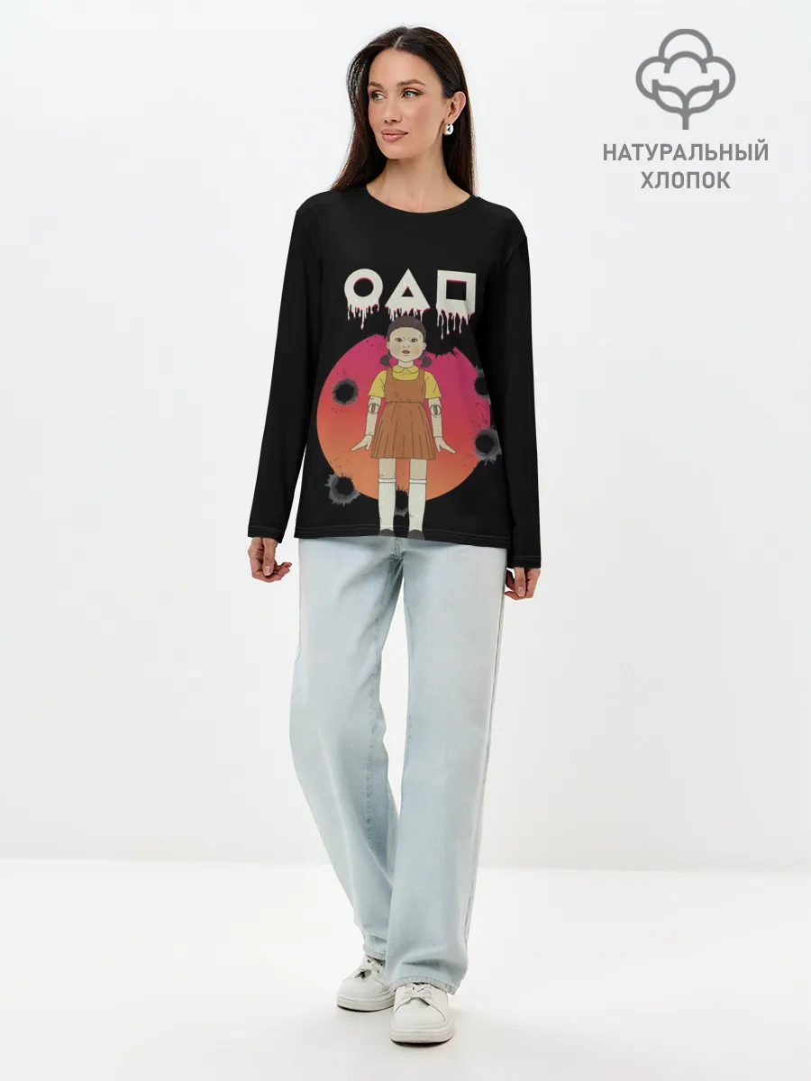 Лонгслив женский. Хлопок / Игра в кальмара Кукла