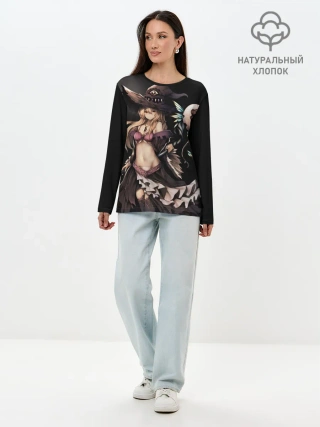 Лонгслив женский. Хлопок / Секси ведьма блондинка