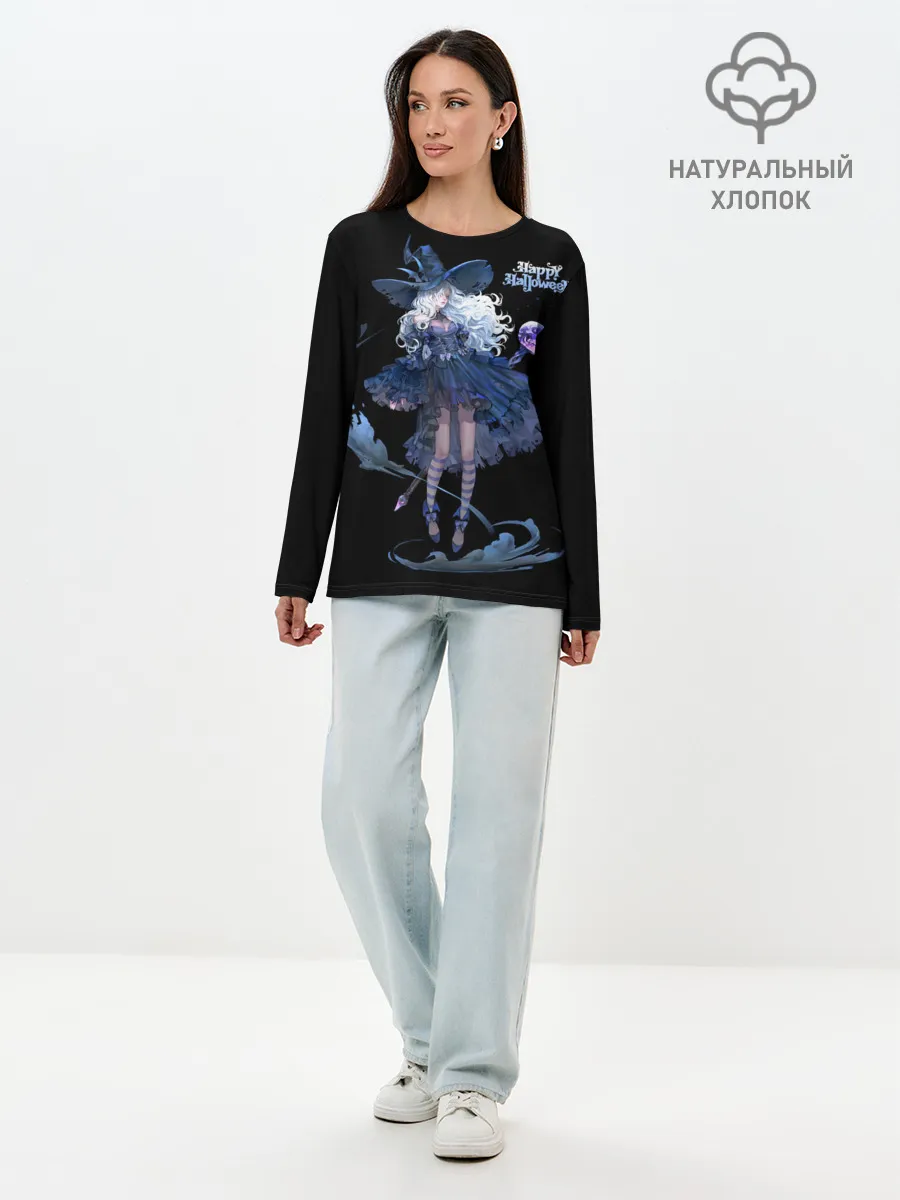 Лонгслив женский. Хлопок / Секси ведьма блонда