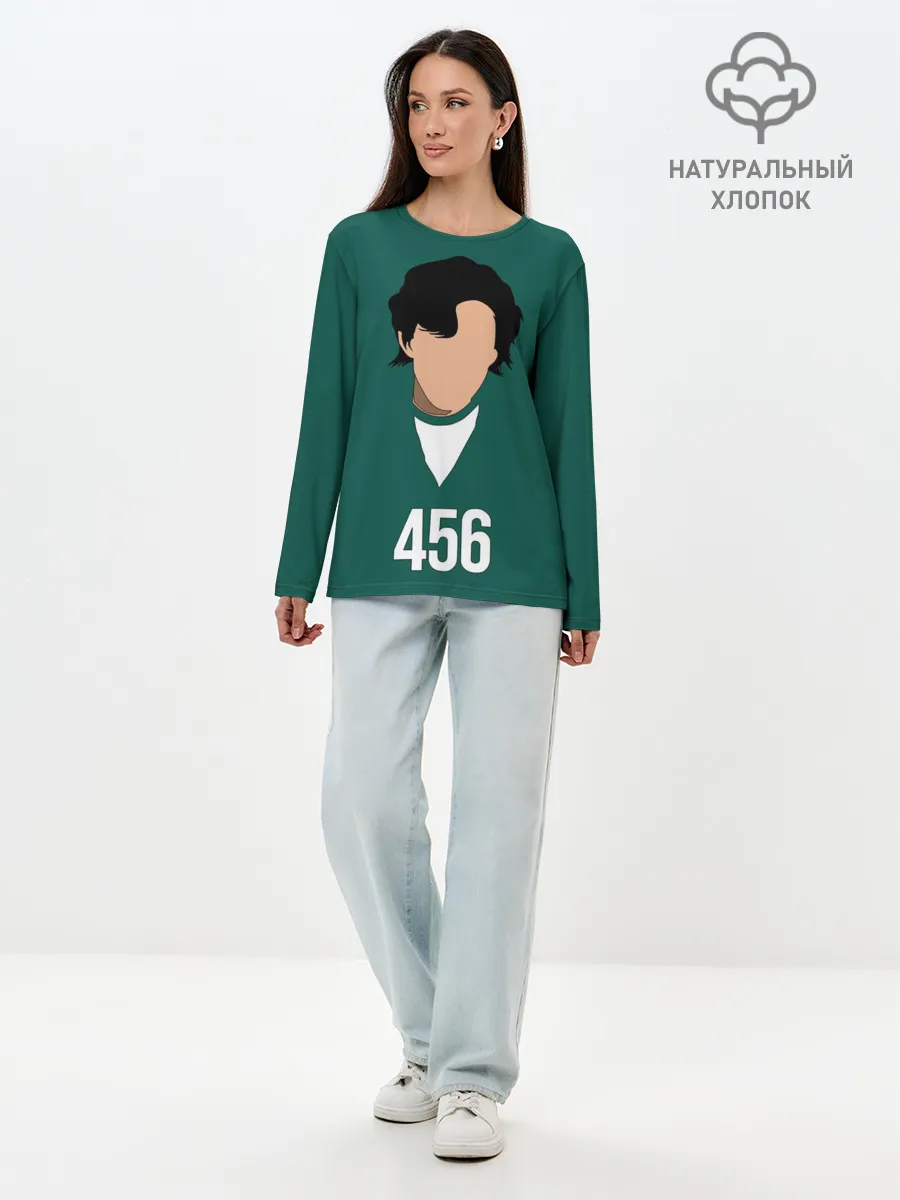 Лонгслив женский. Хлопок / Номер 456 || Игра в кальмара