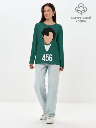 Лонгслив женский. Хлопок / Номер 456 || Игра в кальмара