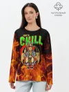 Лонгслив женский. Хлопок / Time to chill in fire