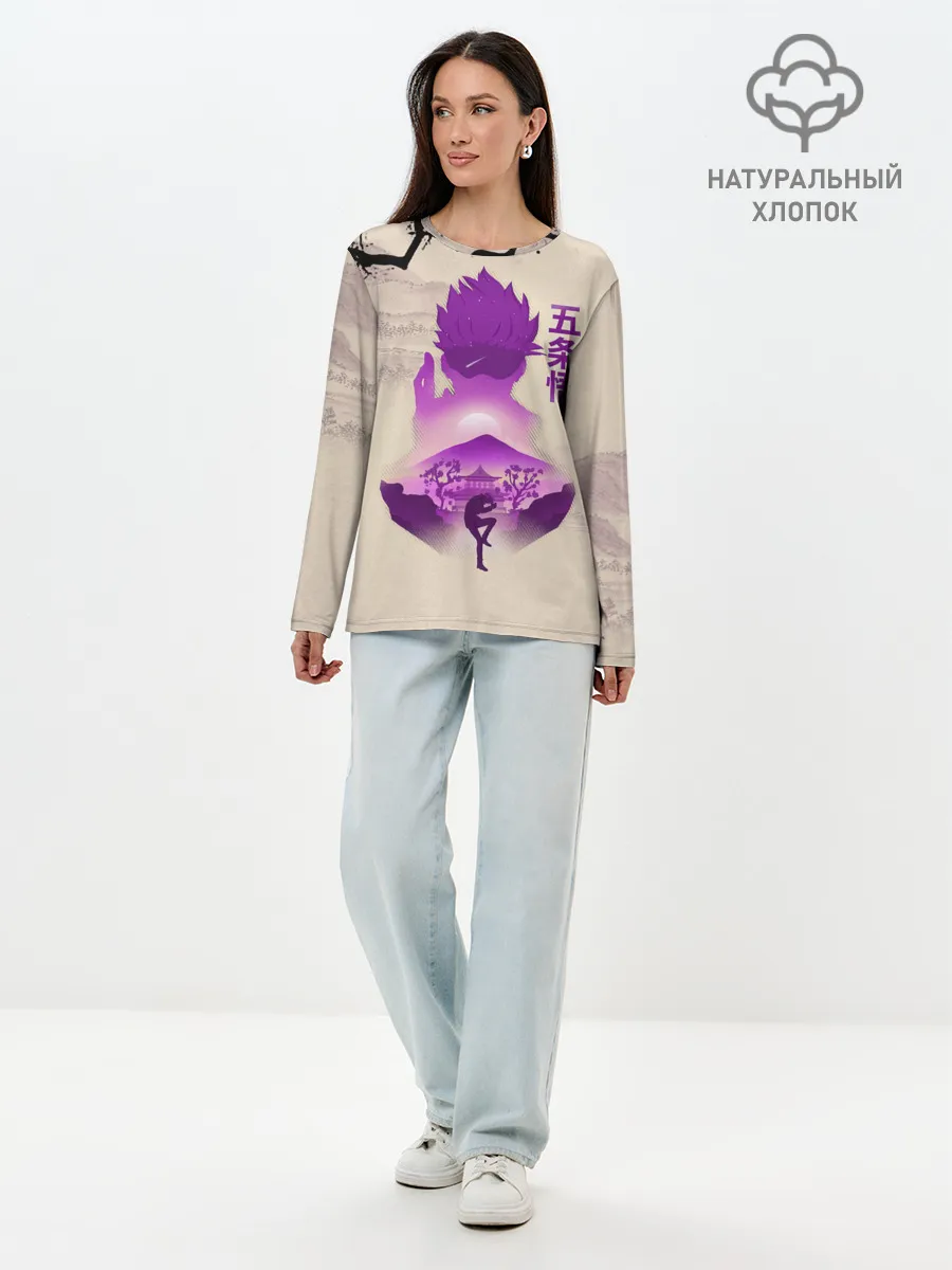Лонгслив женский. Хлопок / Сатору Годжо японский стиль