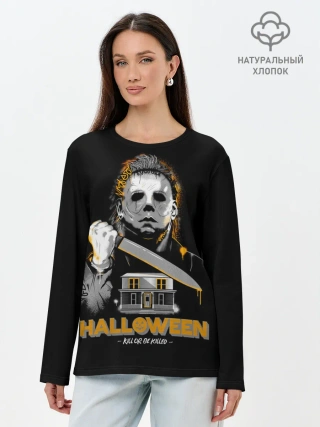 Лонгслив женский. Хлопок / Маньяк с большим ножом