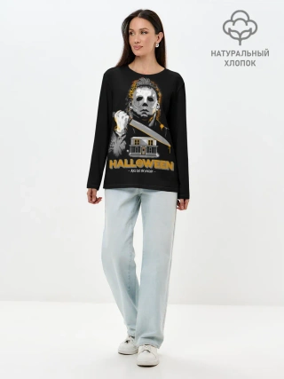 Лонгслив женский. Хлопок / Маньяк с большим ножом