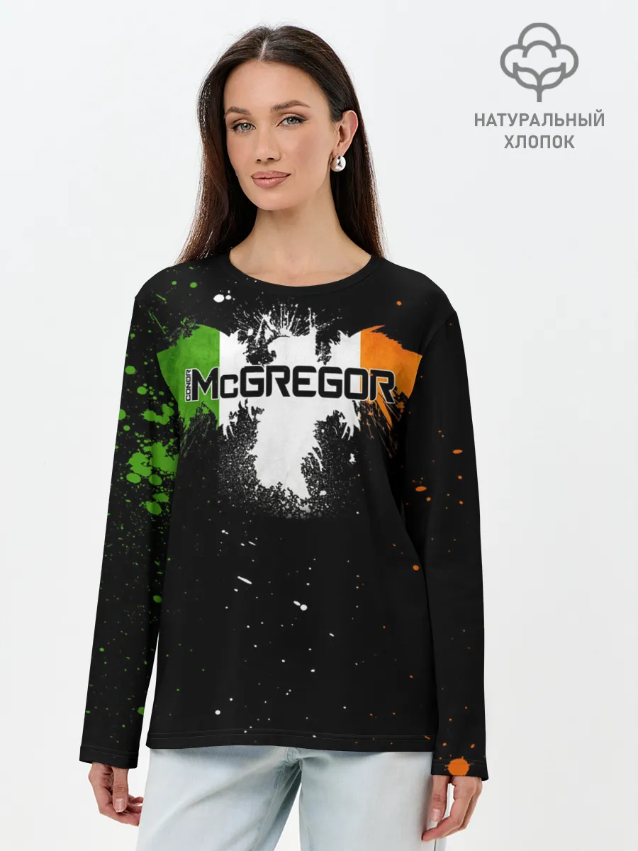 Лонгслив женский. Хлопок / Ирландский орел Конор МакГрегор