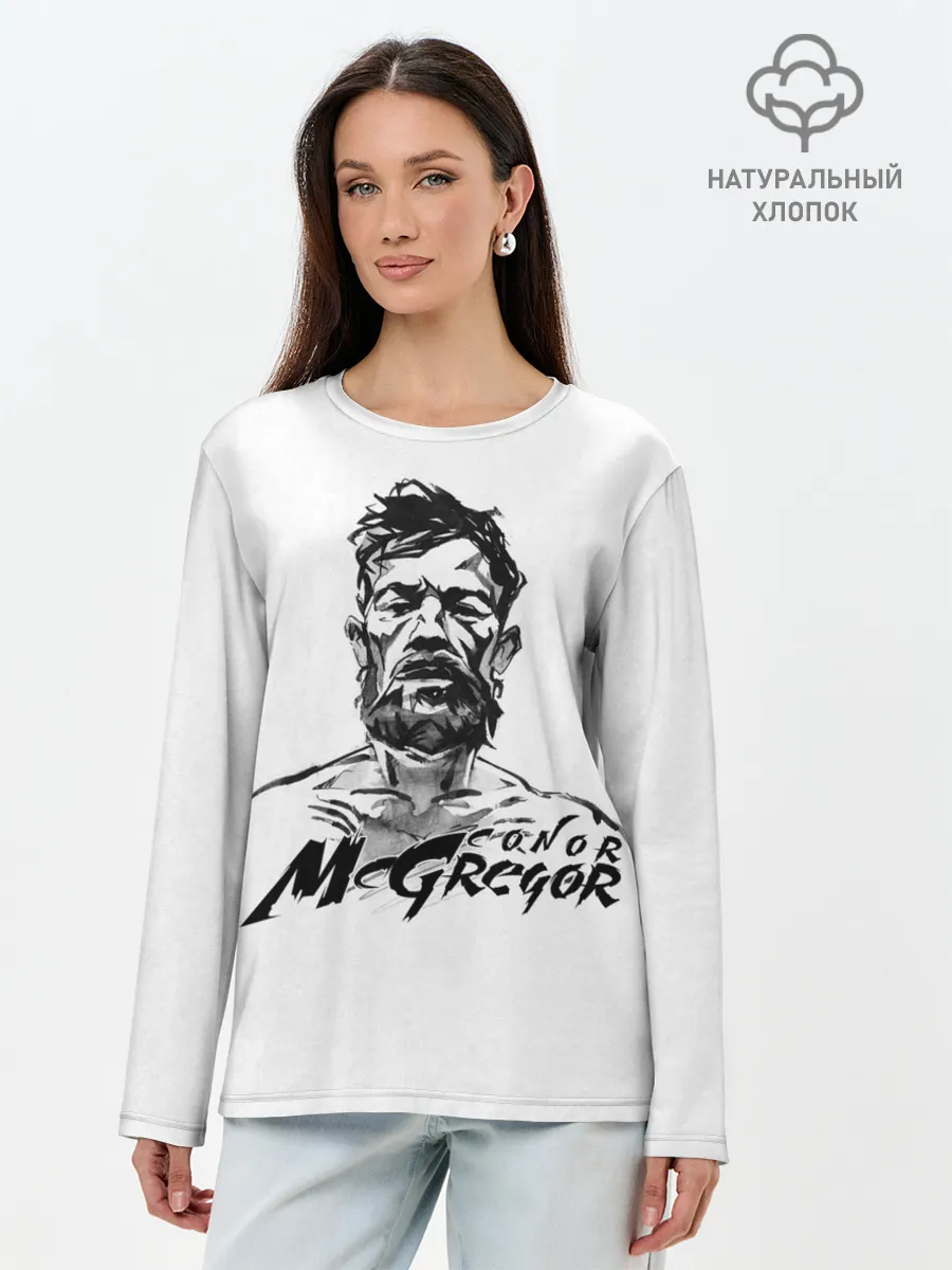 Лонгслив женский. Хлопок / Портрет Конор МакГрегора