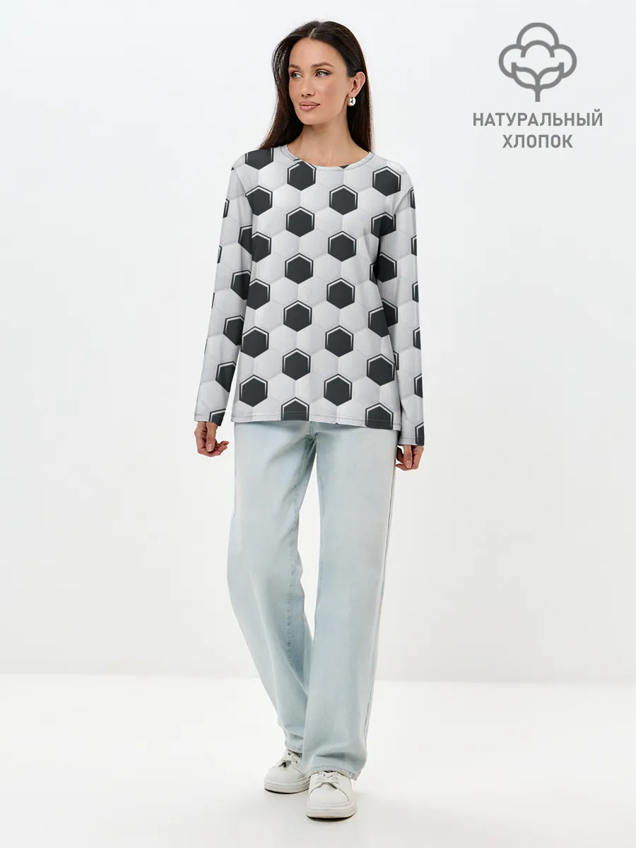 Лонгслив женский. Хлопок / Текстура футбольного мяча