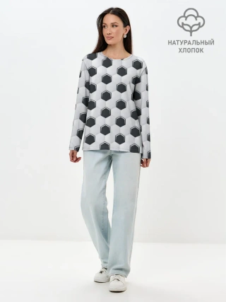 Лонгслив женский. Хлопок / Текстура футбольного мяча