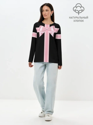 Лонгслив женский. Хлопок / ИГРА В КАЛЬМАРА, ДИЗАЙН ГРОБА