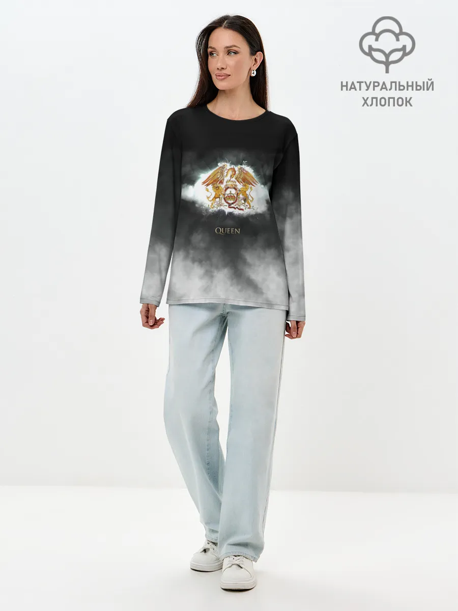 Лонгслив женский. Хлопок / Логотип группы Queen