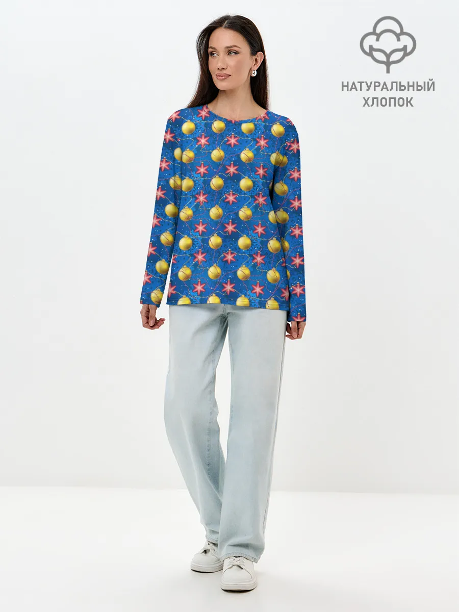 Лонгслив женский. Хлопок / Праздничное Новогоднее Украшение