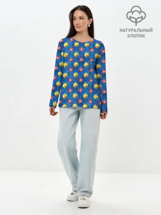 Лонгслив женский. Хлопок / Праздничное Новогоднее Украшение