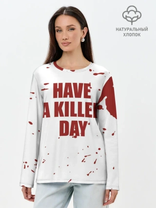 Лонгслив женский. Хлопок / blood have a killer day Dexter