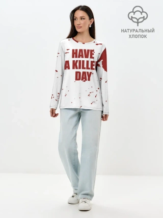 Лонгслив женский. Хлопок / blood have a killer day Dexter