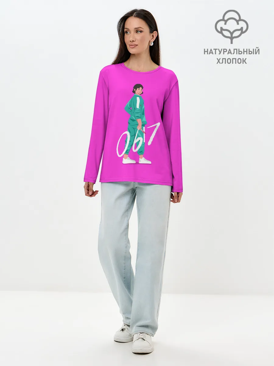 Лонгслив женский. Хлопок / Игрок в кальмара 067